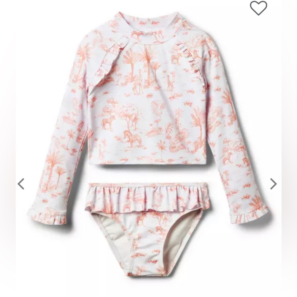 EUC  Janie and Jack - Tropical Toile Rash Guard Swimsuit